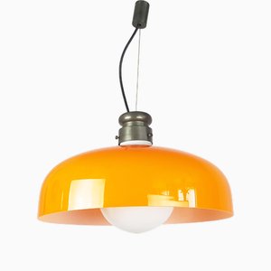 Orange Murano Glas Hängelampe von Alessandro Pianon für Vistosi, 1961