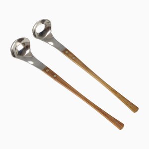 Japanische Mid-Century Salatbesteck aus Edelstahl & Teak, 1960er, 2er Set