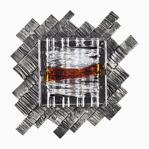 Lámpara de pared brutalista italiana de cristal de Murano de Albano Poli para Poliarte, años 70