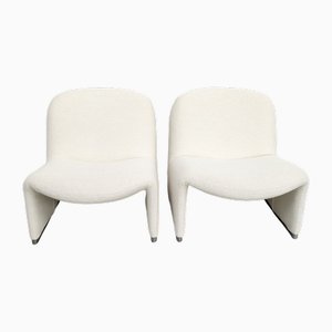 Sedie Alky in Bouclè bianco di Giancarlo Piretti per Anonima Castelli, anni '70, set di 2