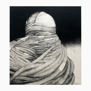 Krzysztof Skórczewski, Una cuerda, grabado en placa de cobre sobre papel, 1991