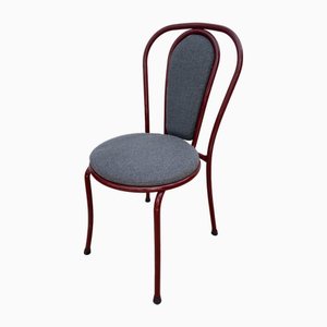 Chaise de Bistrot en Métal et Tissu Bordeaux, 1990