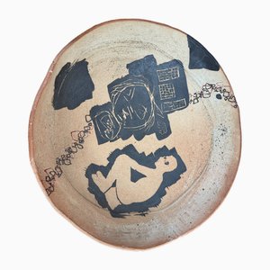 Fred Garcia, Very Large La Borne Expressionist Ceramic Dish, 57cm Diameter