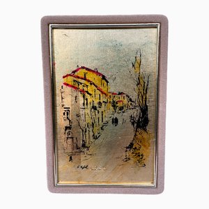Italian Gold Leaf Pino Collection Cityscape by R. Pighetti, 1970s