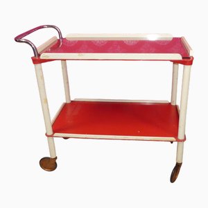 Chariot de Bar Vintage Chariot à Thé Dinette Rouge-Blanc, 1970s