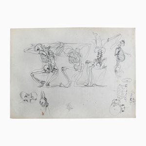 Franciszek Starowieyski, Skeletons, Drawing on Paper, 1975