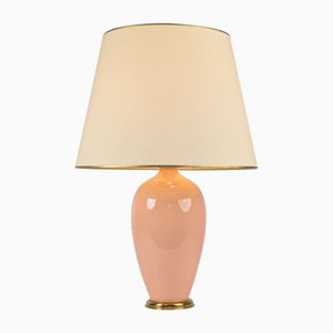Lampe de Bureau Regency Vintage en Céramique en Laiton Pêche, France, 1970s