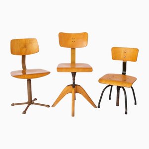 Industrielle deutsche Vintage Drehstühle, 1950er, 3er Set