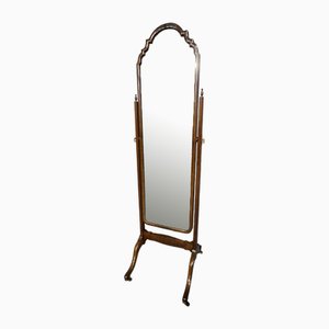 Vintage Walnut Cheval Mirror, 1920