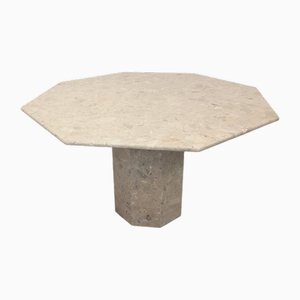 Mesa de comedor vintage octogonal de mármol, años 70