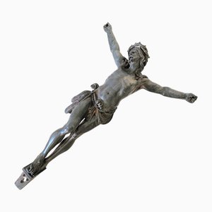 Large Antique Tin Jesus Christ Wall Figure, 1880