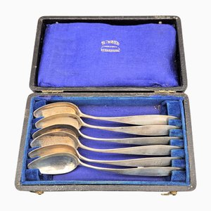 Cucchiaini da caffè Biedermeier vintage in argento, set di 6