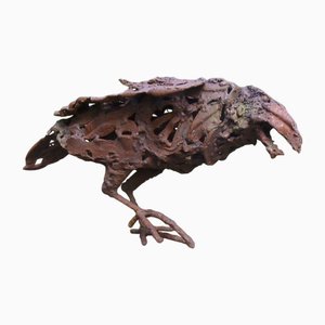 Brutalist Iron Raven or Crow Garden Sculpture, 1970s