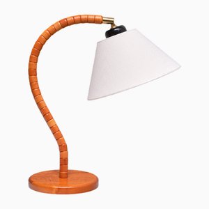 Lampe de Bureau Markslöjd Moderne en Hêtre, Laiton et Lin, Suède, 1960s