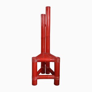 Artistic Red Bamboo Armchair, 1960