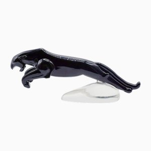 Large Art Deco Sculpture of a Panther in Murano Glass, 1940s