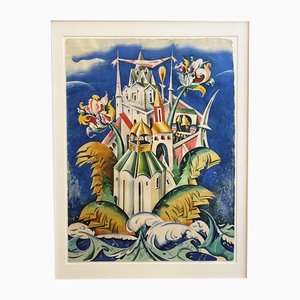 Serge Chekhonin, Castello incantato, XX secolo, Guazzo