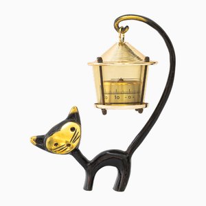 Figurine Chat Tenant un Thermomètre par Walter Bosse pour Herta Baller, 1950s