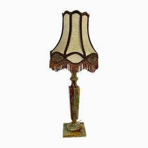 Vintage Tischlampe mit Textilschirm und Nachttischlampe aus Onyx-Basis, Belgien, 1970er