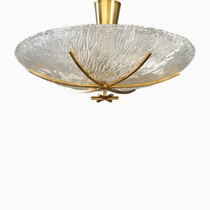 Deckenlampe mit Strukturglasschirm von JT Kalmar für Kalmar Lighting, Wien, 1950er