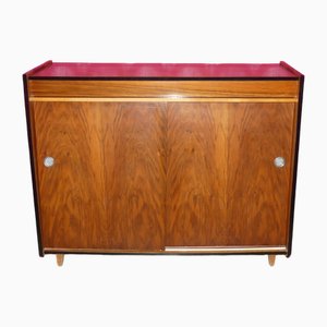 Mid-Century Walnut Shoe Cabinet with Folding Compartment Chest of Drawers