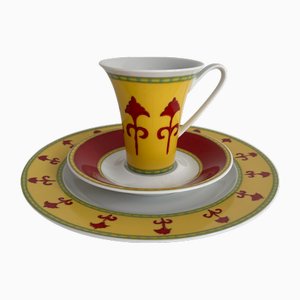 Idillio Bokhara Coffee Cup with Saucer and Breakfast Plate by Paul Wunderlich for Rosenthal 1980s, Set of 3