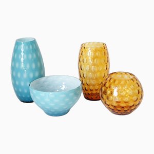 Glass Nemo Vases and Bowls from Egermann, Former Czechoslovakia, 1980s, Set of 4