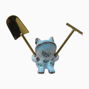 Cactus Cutlery Frog with Shovel and Rake by Walter Bosse for Karlsruhe Majolika, 1950s, Set of 3