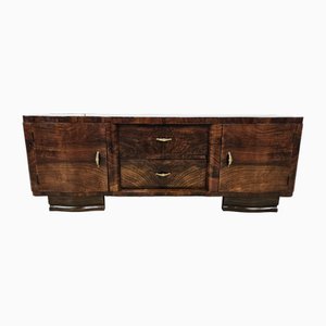 Consolle Art Deco in radica di mogano con ante e cassetti, 1940