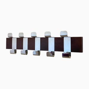 Appendiabiti in legno e acciaio, anni '70