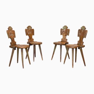 Rustic Tyrolean Chairs, 1960s, Set of 4