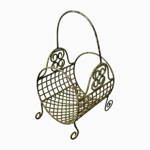 19th Century French Wirework Log Carrier Basket