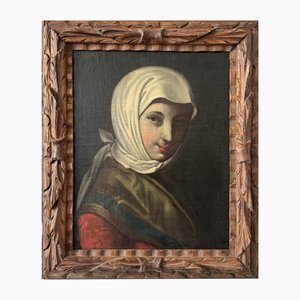 Portrait of an Italian Peasant Woman, 1700, Oil on Canvas, Framed