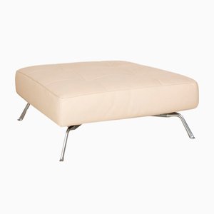 Cremefarbener Smala Leder Hocker von Ligne Roset