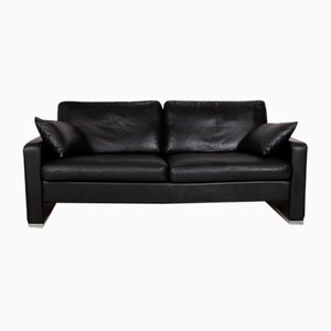 Conseta Leather Two Seater Black Sofa from Cor
