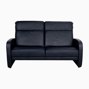 Leather Three Seater Blue & Black Sofa from Musterring