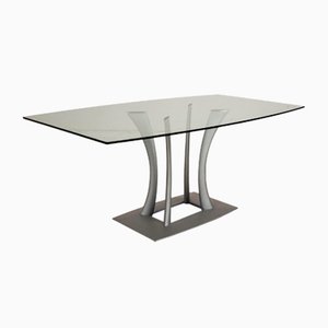 Glass Dining Table in Silver from Rolf Benz