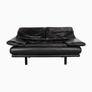 Schwarzes Atlanta Leder 2-Sitzer Sofa von B&b Italia / C&b Italia