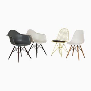 Daw DSW DRK-2 Kunststoffstühle in Weiß, Grau & Gelb von Vitra, 4 . Set