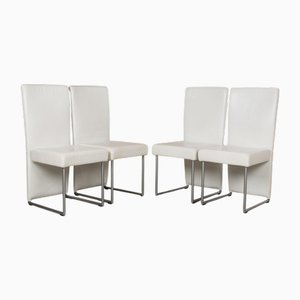 7400 Lederstühle in Weiß von Rolf Benz, 4er Set