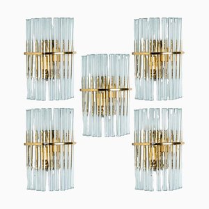 Wandleuchte aus klarem Gold Messing & Glas, 1970