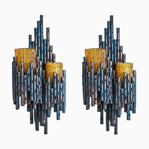 Brutalist Wall Sconces by Tom Ahlström & Hans Ehrlich, 1960, Set of 2