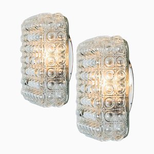 Quadratische silberne Wandlampe aus Glas von Helena Tynell, 1970