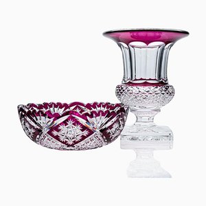 Juego de cristal en violeta francés de Baccarat and Saint Louis, 1930. Juego de 2