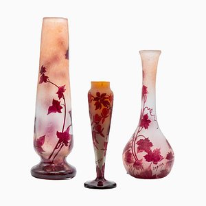 Vasi grandi in vetro smaltato di Legras & Gallé, 1920, set di 3