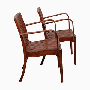 Poltrona a doghe Art Nouveau attribuita a Thonet, 1910