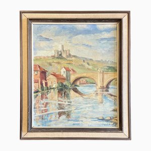 After Hortense Mattice Gordon, Outdoor Scene, Oil Painting, 1944, Framed