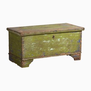 Baule grande con patina verde e tonalità blu, anni '20