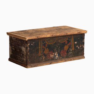 Small Vintage Trunk with Floral Motifs, 1920