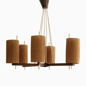 Mid-Century Modern Sisal Ceiling Lamp from Temde, 1960s